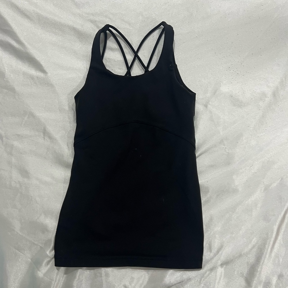 IVIVVA Black Tank.  Girls Size 7 with built in Bra and Criss across back.